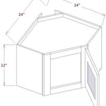 Bridge Diagonal Corner w/ Glass Door 24"x12"x12" Wall Cabinet