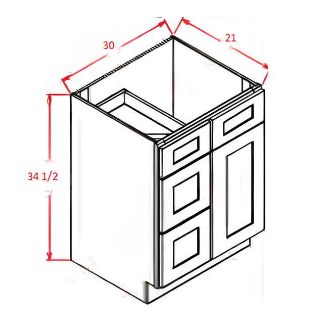 Vanity Sink VSD 30" x 34½" x 21" 2-Drawer´s / 1-Door