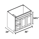 Vanity Sink VSD 36"x34½"x21" L/R - 2-Drawer´s / 2-Door´s