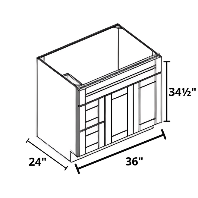 Vanity Sink VSD 36"x34½"x21" L/R - 2-Drawer´s / 2-Door´s