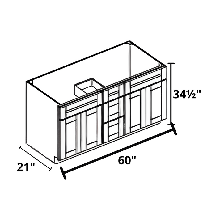 Double Sink Vanity VSD 60"x34½"x21" 3-Drawer´s / 2-Doors (L/R)