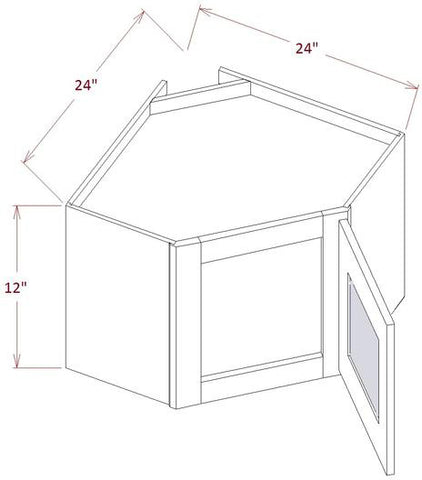 Bridge Diagonal Corner w/ Glass Door 24"x12"x12" Wall Cabinet