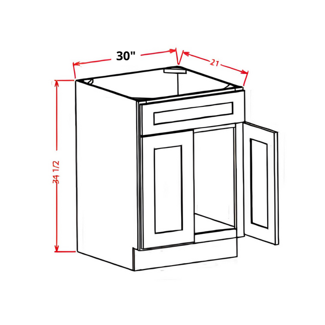 Vanity Sink 30"x34½"x21" Base Cabinet (doors)