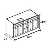 Vanity VSD 60"x34½"x21" Double Sink Base Cabinet