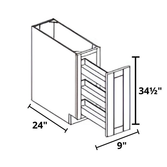 Pull Out Spice Rack 9"x34½"x24" Base Cabinet