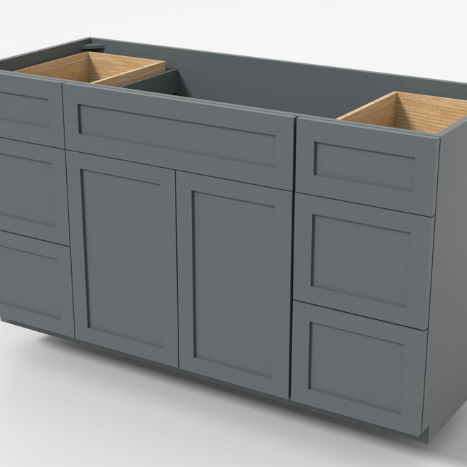 Center Sink Single Vanity 60"x34½"x21"-Six Drawer´s (3 L/3 R)