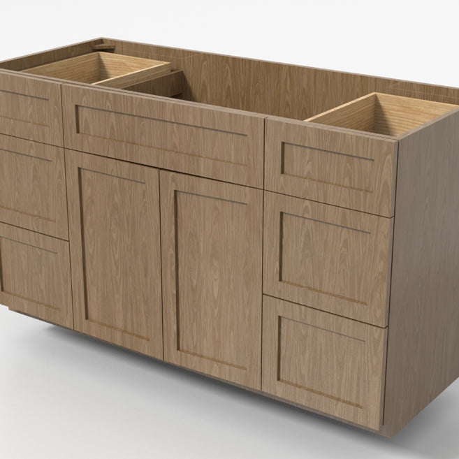 Center Sink Vanity 48"x34½"x21" - Six Drawers (3 L/3 R)